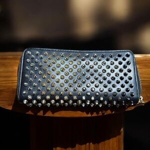 Christian Louboutin Red and Gold Zipper Wallet